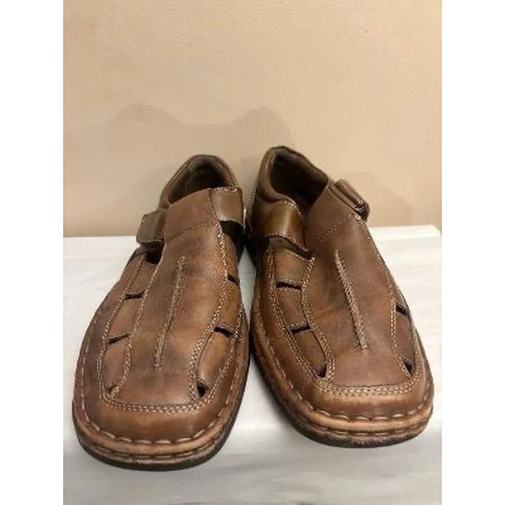 Alfani Men's Size 10 Brown Leather Fisherman Sandals and Comfort Slip-On